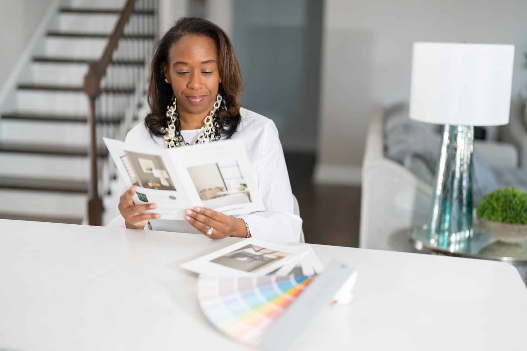 a woman reading a book