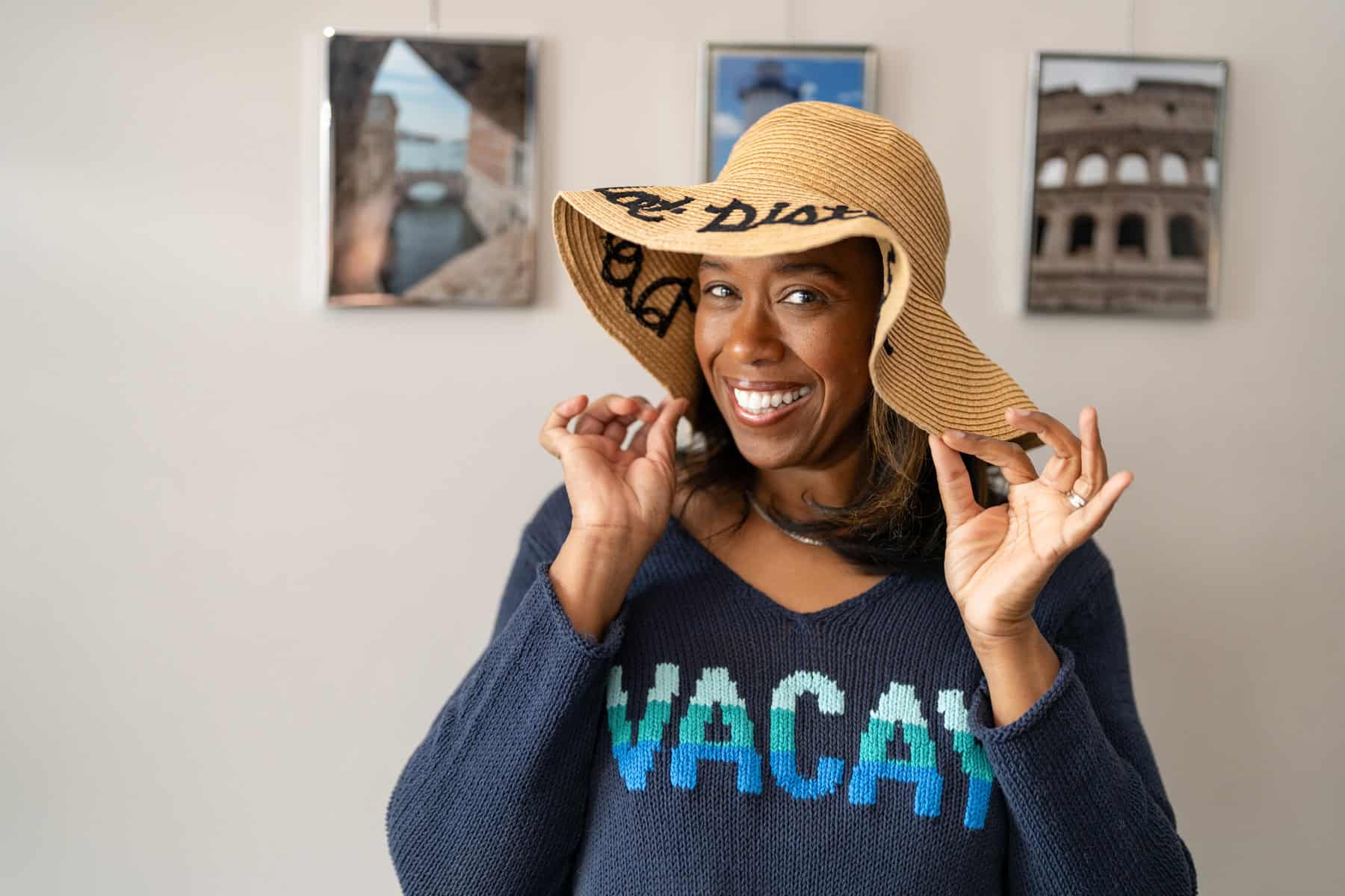 a woman wearing a hat